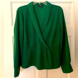 J. Crew Green Wrap Blouse